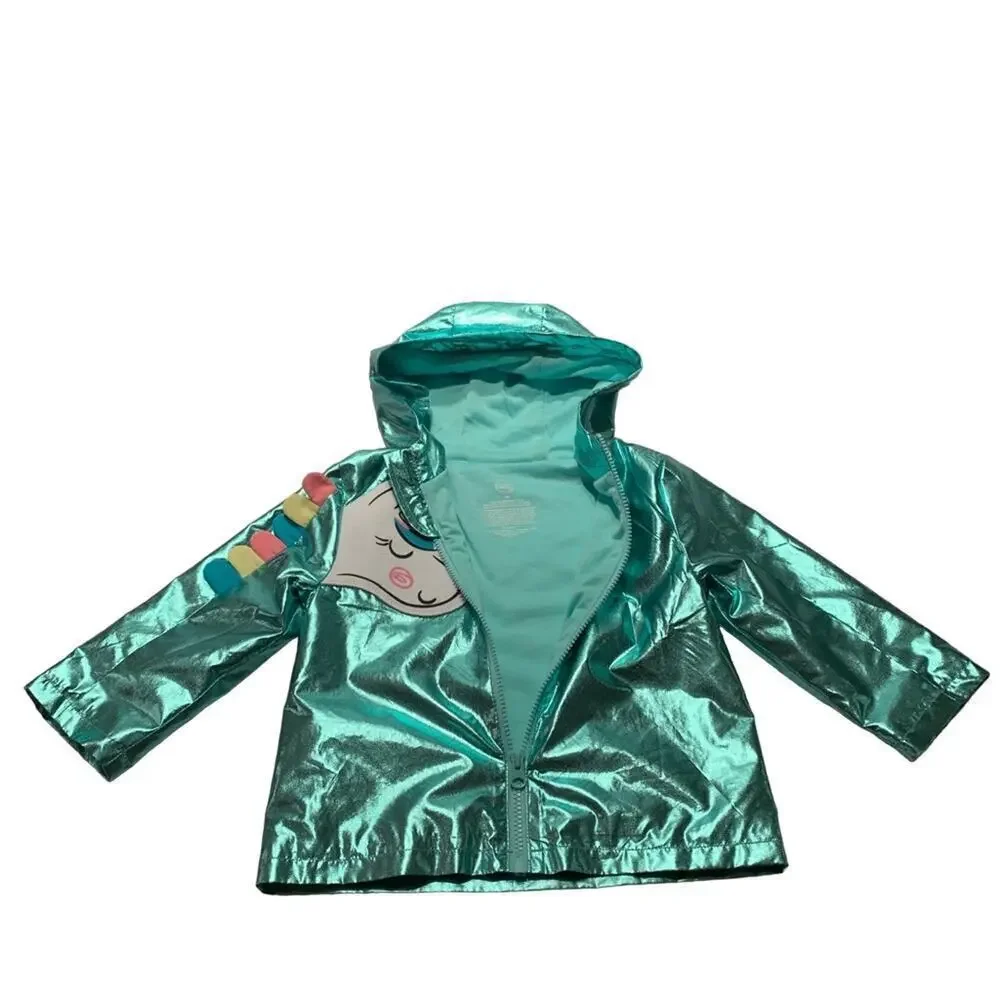 WONDER NATION Girl’s Aqua Metallic Unicorn Jacket / Size: 18 Months